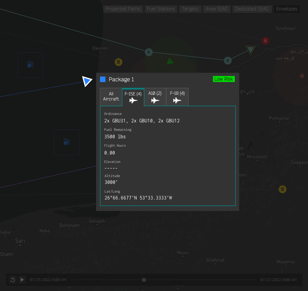 Flight details on the map